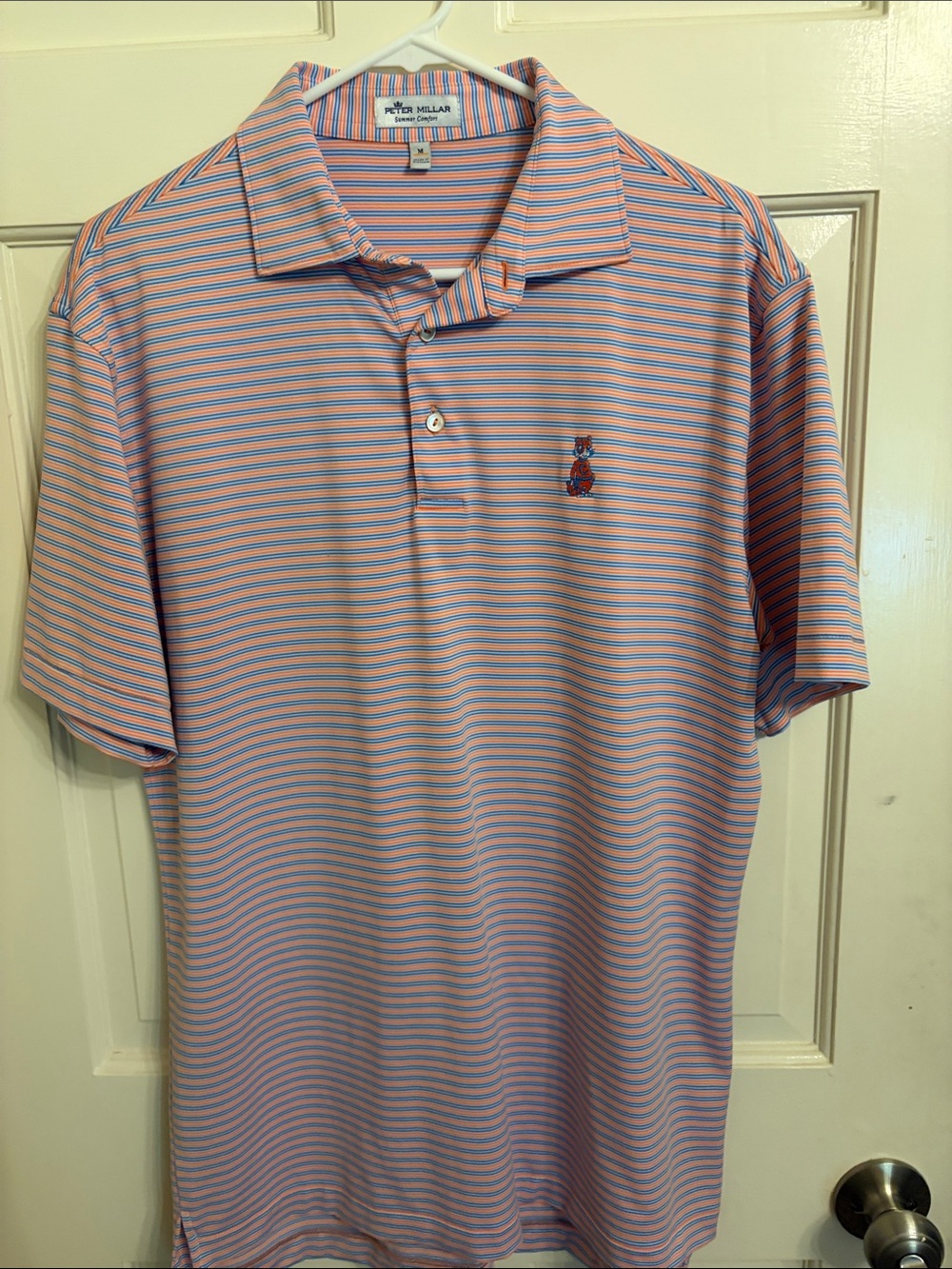 Peter Millar Blue & Orange Thin Stripe Polo from MH Frank - Picture 5 of 5